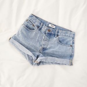 Cuffed jean shorts